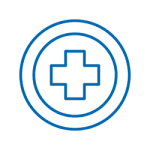 Medical cross in circle icon